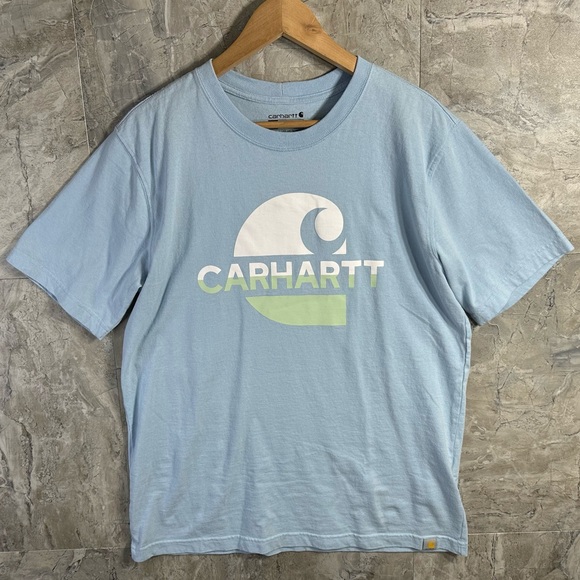 Carhartt Other - Carhartt Relaxed Fit Logo T Shirt Light Blue Men Medium Cotton Outdoor Basic Tee